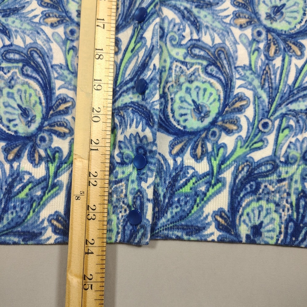 Talbots Cardigan Women 3X Blue Paisley Knit 3/4 Sleeve Cotton Rayon Sweater - Picture 5 of 7
